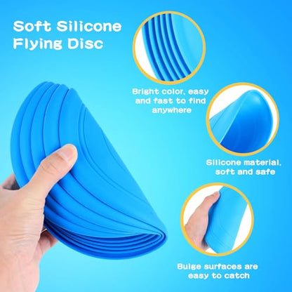 Lenwen 24 Pcs Flying Disc 6.89 Inch Soft Silicone Flying Disks Play Flick Disc for Outdoor Backyard Beach Lawn Sports Park Camping Playing Adults Pet(Blue)