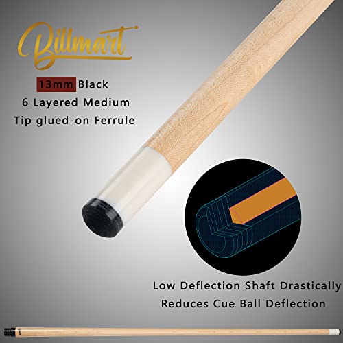 Billmart Pool Cue Stick, Low Deflection Shaft Billiard Cue Sticks with Hard Case, Pool Table Sticks Queue, 19-21 oz Pool Que - color: Red, size: 21 oz