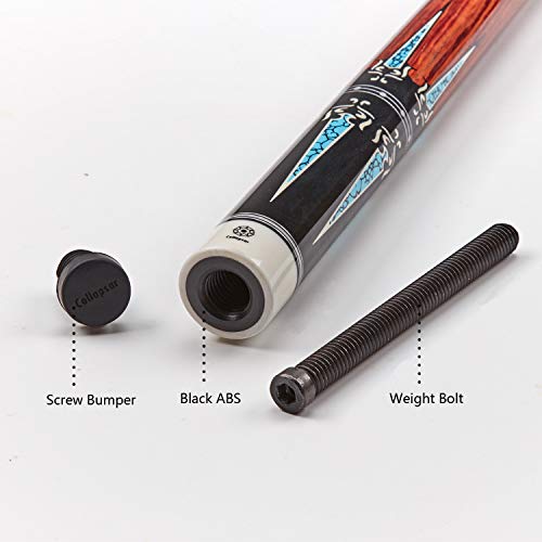 Collapsar CXT Pool Cue with Soft Case,Black with Cream Points and Turquoise,Wrapless Handle 58Inch Professional Pool Stick - color: Cocobolo handle, size: 21 ounce