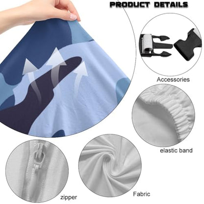 Suobstales Blue Camo Pattern Gaming Chair Covers, Stretchable Soft Thick Breathable Scratch Resistant Gaming Chair Seat Cover with 2Pcs Armrest Slipcovers - color: Blue Camo