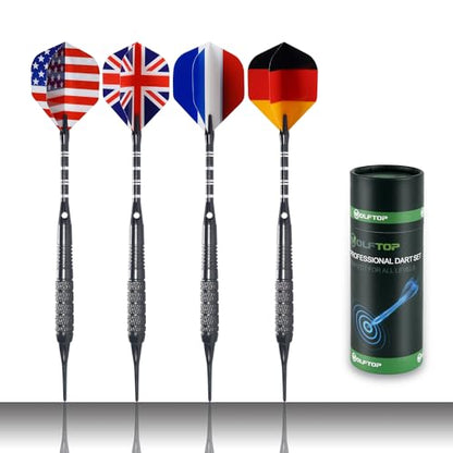 12 Pack Soft Tip Darts - Plastic Tip Darts 18 Grams with 100 Extra Dart Tips, Dart Flight Protector, Aluminum Shafts and Rubber O-Rings - style: B