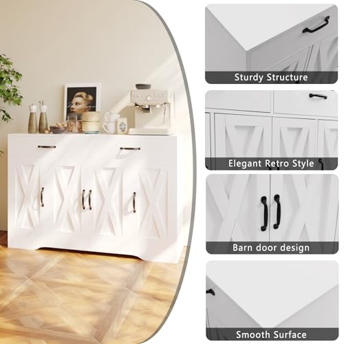 47" Sideboard Buffet Cabinet with Storage, Kitchen Cabinet for Dining Room, White - color: Brown, style: Sideboard Cabinet