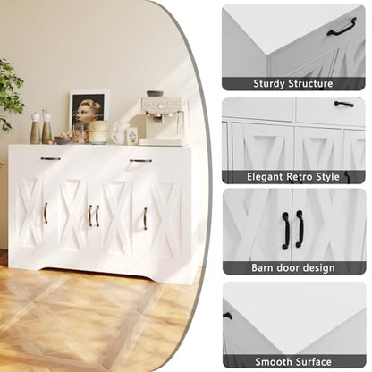 47" Sideboard Buffet Cabinet with Storage, Kitchen Cabinet for Dining Room, White - color: Brown, style: Sideboard Cabinet
