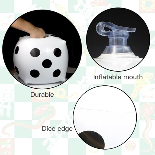 Novelty Place 13" Jumbo Inflatable Dice, Pack of 2, White and Black Giant Dice for Indoor and Outdoor Broad Game, Ludo and Pool Party