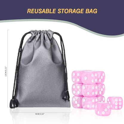 24 of Pack 16MM 6 Sided Dice Set,Pearl Pattern D6 Game Dice Set, 6 Sided Standard Dices for Yahtzee, Bunco or Teaching Math,with Portable Dice Pouch(Light Purple Pearl) - color: 16mm Light Purple Pearl