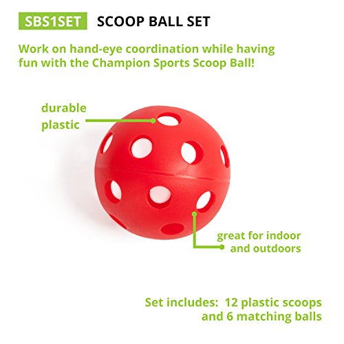 Champion Sports Scoop Ball & Catch Games – Lightweight Plastic Toss & Catch Sets for All Ages - style: Scoop Ball Game Set