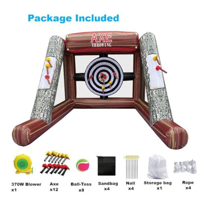 PVC Inflatable Axes Throwing Game Inflatable Ball Toss Target Dart Board (12 Axes+8 Toss Ball) for Outdoor/Indoor/Backyard/School/Team Events