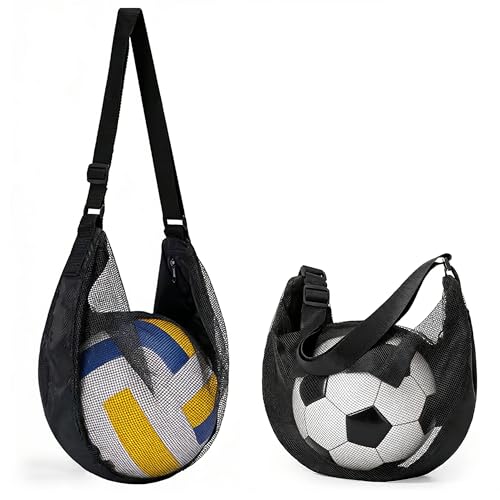 Mesh Ball Bag for Basketball Soccer & Volleyball, Sports Ball Bag with Zipper Pocket,Ball Storage Bag,Lightweight and Breathable - style: Two Packs