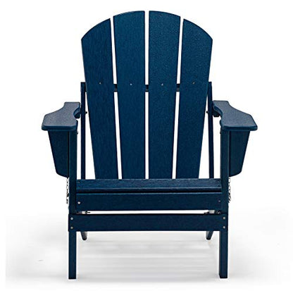 WestinTrends Malibu HDPE Outdoor Patio Folding Poly Adirondack Chair, Navy Blue - color: Navy Blue, size: 1 Chair