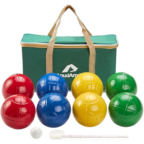 ApudArmis 100mm Bocce Balls Set, Lighter Outdoor Bocce Game for Backyard/Lawn/Beach - Set of 8 Soft PE Balls & 1 Pallino & Nylon Carrying Case & Measuring Tape for Teens Beginners - size: 100mm Regulation Size
