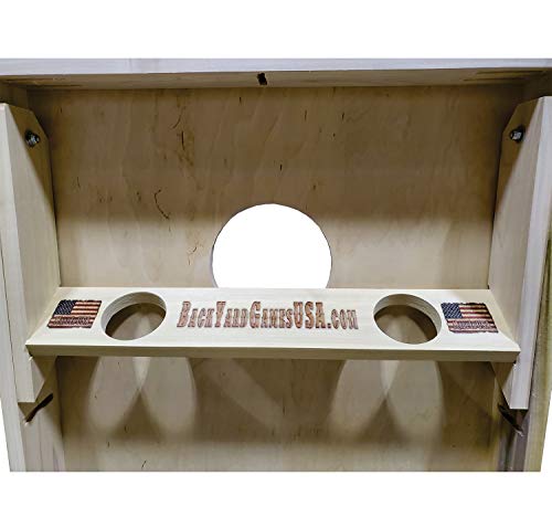 Wood Grain Series - Premium Cornhole Boards w Cupholders and a Handle - Includes 2 Regulation 4' x 2' Cornhole Boards w Premium Birch Plywood and 8 Cornhole Bags - style: 1280
