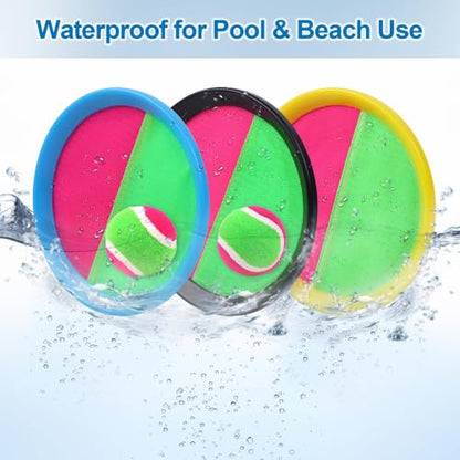 Aneco Toss and Catch Paddle Game Set Disc Paddles and Toss Ball Sport Game with Storage Bag, 6 Paddles and 6 Balls - color: Light Blue/Black/Yellow
