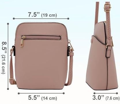 Solene Small Crossbody Bag with Gold Hardware, Mini Shoulder Purse with Adjustable Strap - color: Blush