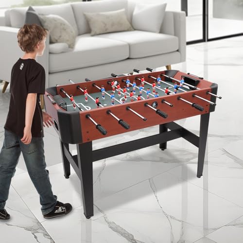 Foosball Table for Home, 47 Inch Soccer Table Game with 8 Rod Design, Indoor Table Soccer Game Set, Heavy Duty Wood Football Table for Game Room, Family Entertainment Arcade Table