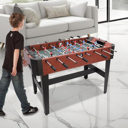 Foosball Table for Home, 47 Inch Soccer Table Game with 8 Rod Design, Indoor Table Soccer Game Set, Heavy Duty Wood Football Table for Game Room, Family Entertainment Arcade Table
