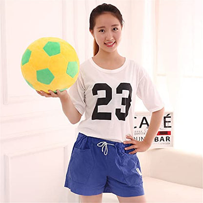 AOQI Plush Soccer Balls - Fluffy Stuffed Toy Soccer Ball Plush Pillow Soft Durable Stuff Soccerball Gift for Kids Boy Baby (Green -Yellow,7.8inch/20cm) - color: Green -Yellow, size: 7.8inch/20cm