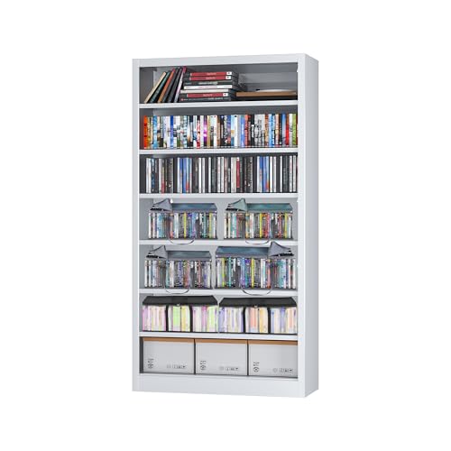 Storage Cabinet, Ideal for DVD Storage, Media Cabinets & Display Shelves. Protect & Organize Prized Blu-Rays, Videogames, CD Holder, Music, Movie, Manga. Home Organization & Stylish Upgrades - color: White, size: Classic