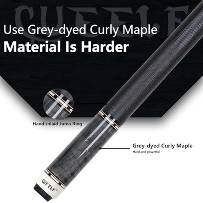 CUEELF Pool Cue Stick Low Deflection Hand-Made Inlay Billiard Cue 58'' Professional Billiard Pool Cue Stick for Adults-12.5mm Tip,3/8 * 8 Joint - color: WD-SM-HB-HUI