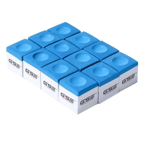 GSE Games & Sports Expert 12-Pack of Billiard/Pool Cue Chalks, Billiard Pool Table Accessories for Home/Tournament Use (6 Colors Available) - color: Blue