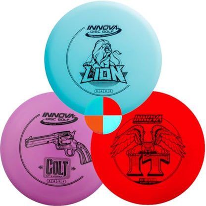 Innova Disc Golf DX 3 Disc Set | Driver, Midrange, Putter | It, Lion, Colt + G3T Blank top mini