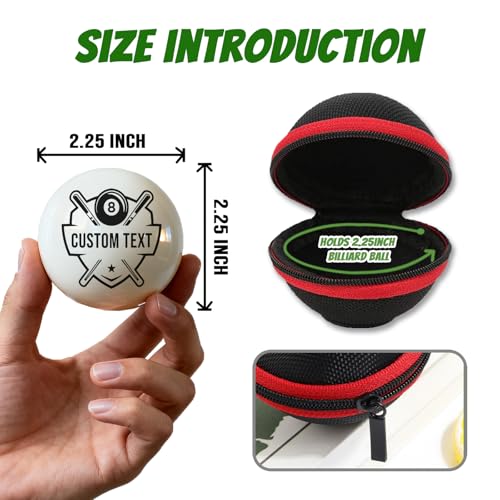 Custom 57mm Billiard Cue Ball with Pouch - Personalized Text/Logo Pool Cue Ball, Birthday Gifts for Dad, Husband, Billiards Player, Billiards Lover, Wedding Father's Day Valentine's Day Gifts - color: Text or Logo