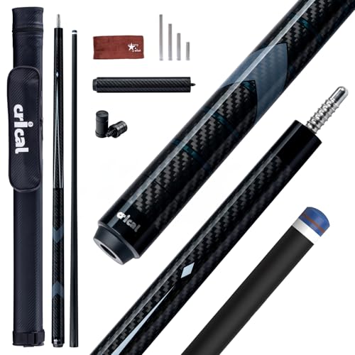 CRICAL Carbon Fiber Pool Cue Stick 58" Billiard Cue Sticks Professional Low Deflection Pool Sticks with 3/8 * 8 Pin Joint and 12.5mm Tip - color: 001-CL01(Pro Taper)Set