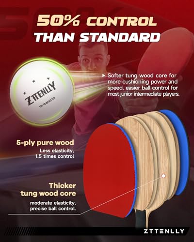 Ping Pong Paddle with Carbon Technology | Performance-Series,7-ply Finest Blade, Expert Speed/Edge/Balance, Thicker Protector Case | Table Tennis Racket for Professional - color: 2-Pack, style: Control