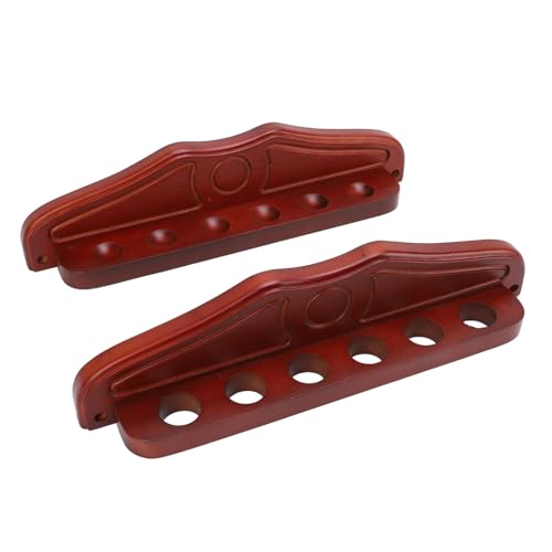 FILFEEL Pool Stick Wall Mounted Organizer, 6 Cues Wooden Billiard Rack Mahogany Finish Hardwood Pool Sticks Rack Billiard Stick Wall Rack with 6 Clips, Designed to be wall Mounted, it