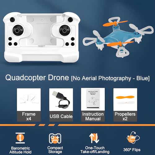 Mini Drone with Easy Stunt Flights & 360° Tricks - Perfect Beginner-Friendly Flyer with Fancy LED Altitude Hold Headless Mode Propeller Protection for Indoor Outdoor Mini Quadcopter (Blue) - color: Blue