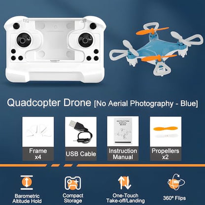 Mini Drone with Easy Stunt Flights & 360° Tricks - Perfect Beginner-Friendly Flyer with Fancy LED Altitude Hold Headless Mode Propeller Protection for Indoor Outdoor Mini Quadcopter (Blue) - color: Blue