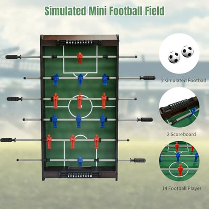 36 Inch Tabletop Foosball Game Set, Table Football, Tabletop Football Games, Durable Soccer Kit for Adults, Children, Families and Playrooms, Easy to Store