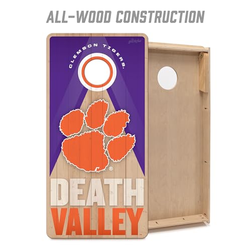 YouTheFan NCAA 2' x 4' Slogan Series Professional Wood Cornhole Game with Logo Bags - color: Clemson Tigers