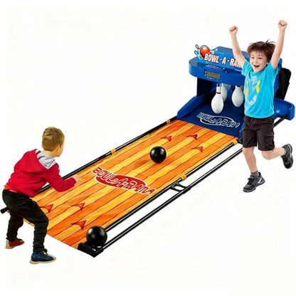 Electronic Bowling Alley Game Set Portable with Auto Scoring & Automatic Reset Lighting Simulation Sound Effect - Foldable Design with 6 Pins 2 Balls for Home Family Bonding Activities 2m/78.7in - size: 2m/78.7in