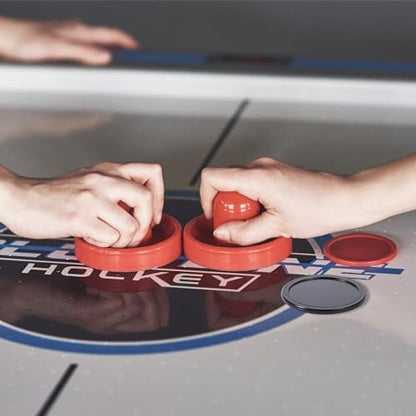 8 PCS 2.5 in Air Hockey Pucks, 4mm Red and Black Durable Plastic Hockey Pucks for Game Tables Accessories, Compatible with Standard Pushers and Goals