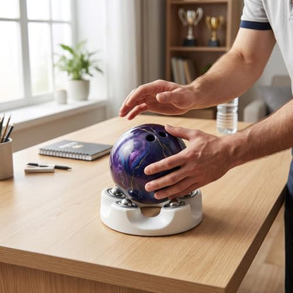 Bowling Release Trainer Tool, 360° Smooth Rotation Desktop Stand for Bowling Practice, Portable Open-Top Bowling Ball Accessories - color: white circle