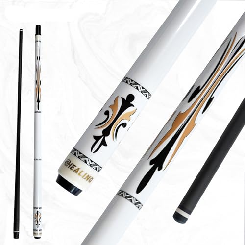 Carbon Fiber Pool Cue – 12.9mm, 14mm and 12.4mm, 2-Piece Billiard Cue Stick for Women/Men, Professional Break Cue for Snooker, 8-Ball, 9-Ball, Home & Club Use - color: White