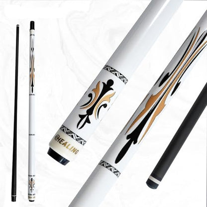Carbon Fiber Pool Cue – 12.9mm, 14mm and 12.4mm, 2-Piece Billiard Cue Stick for Women/Men, Professional Break Cue for Snooker, 8-Ball, 9-Ball, Home & Club Use - color: White