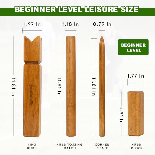 SunNordik Kubb Yard Game Set, Giant Viking Chess Outdoor Tossing Game with Carry Bag, Rubber Wood Backyard Lawn Game for Kids & Beginner - color: Yellow Brown