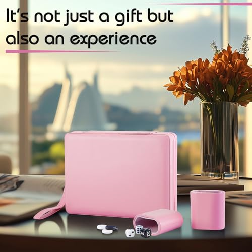 Jerify Travel Backgammon Set Board Games for Adults Portable Backgammon 9.4 x 7.1 inches Leatherette Case Classic Strategy Game for Families Companion Airplane, Camping(Pink) - color: Pink