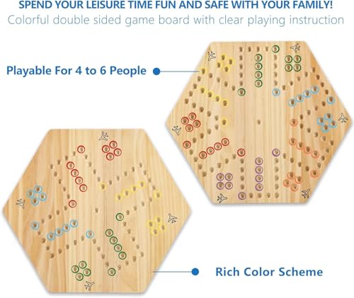 15 in Wahoo Board Game, Marble Board Game for 4-6 Players, Fast Track Board Game with Complete Accessories, Classic Board Game for Game Night, Parties - color: Small, Wood Log