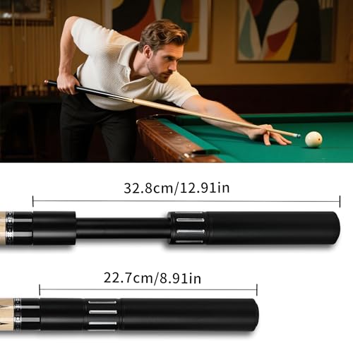 Pool Cues Stick,3 in 1 Adjustable Maple Pool Cue Stick Sets Cue Sticks 58 inch Pool Cues Adult Canadian Maple Wood Billiard Stick with Carry Case Joint Protective Cover - color: 19oz+Extension Rod