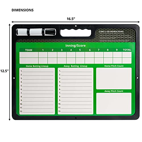 Murray Sporting Goods Premium Coaches Clipboard | Double-Sided Dry Erase Marker Board for Basketball, Baseball, Soccer, Football, Hockey (Marker Included) - style: Baseball