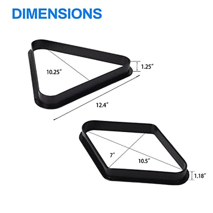 GSE Games & Sports Expert Black Plastic Billiard Pool Ball 8-Ball Triangle Racks / 9-Ball Diamond Pool Ball Racks Fit Standard 2-1/4" Billiard Pool Balls - color: Triangle & Diamond Racks