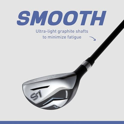 Precise S7 Men's 18-Piece Complete Golf Club Set – Titanium Driver, Fairway Woods, Hybrid, 5-SW Irons, Putter & Stand Bag, Right Handed - color: Blue, size: Regular Size