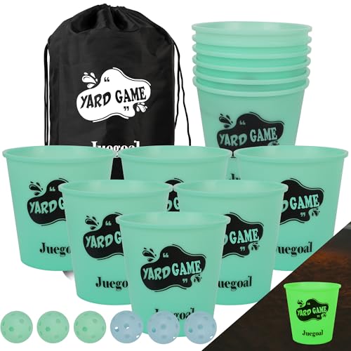 Juegoal Outdoor Giant Yard Pong Game Set Outdoor Toss Game Throwing Game for Beach, Camping, Lawn and Backyard - color: Green Glow in Dark