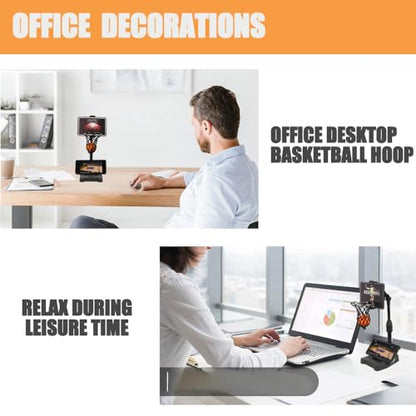 GYSH Mini Desktop Basketball Hoop for Office,Tiny Tabletop Basketball Game Toy,Desk Toys for Office for Adults,Indoors Smallest Foam Basketball,with Phone Holder(Stands) - style: Basketball Stands