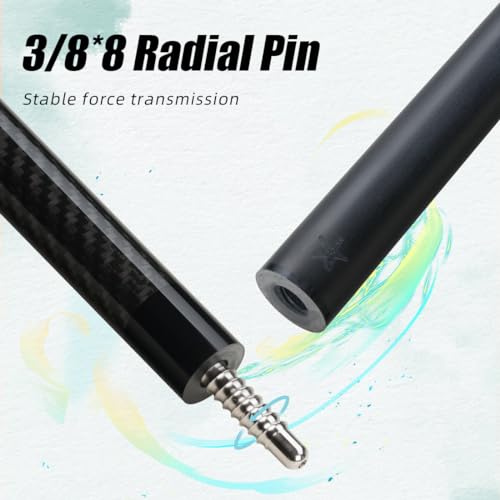 CRICAL Carbon Fiber Pool Cue Stick 58" Billiard Cue Sticks Professional Low Deflection Pool Sticks with 3/8 * 8 Pin Joint and 12.5mm Tip - color: 001-CL01