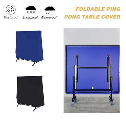 Ping Pong Table Cover Table Tennis Cover Oxford Waterproof Outdoor Rainproof Storage with Zipper - color: Black