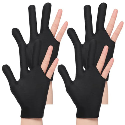 4 Pcs Billiard Pool Gloves, 3 Fingers Billiards Glove, Pool Glove Left Hand, Breathable Elastic Universal Cue Sports Gloves for Women or Men Left and Right Hand