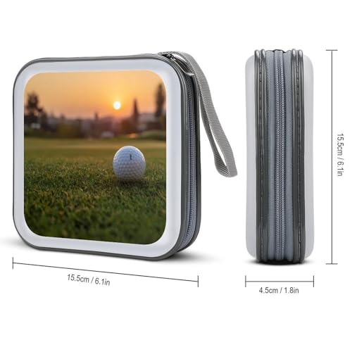 Golf Course Sunset Scape CD Case 40 Capacity DVD Case Holder Wallet Organizer for Car Home